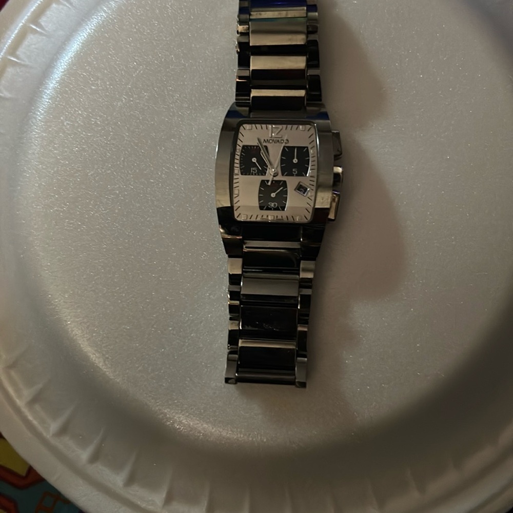 Movado Silver and Black Watch